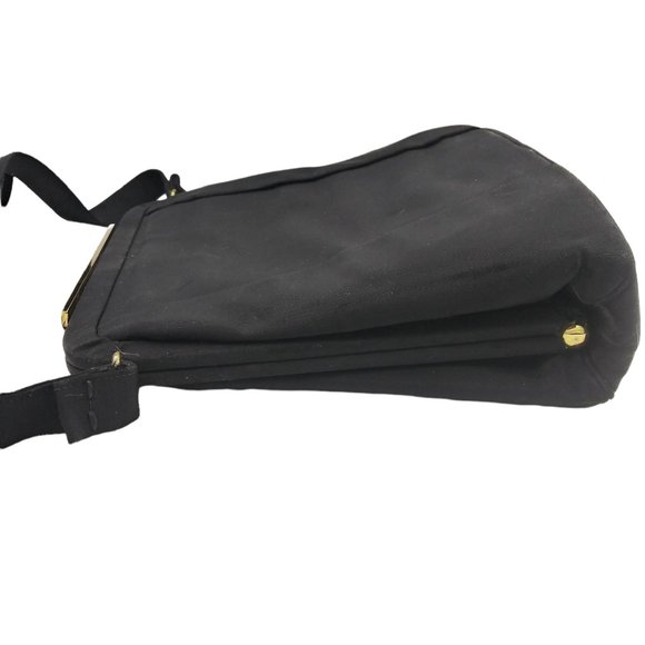 Vintage 1960s Crown Lewis Black Rayon Trapezoid Handbag Purse - Picture 6 of 9